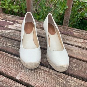 J. Crew Seville Espadrille Wedge Linen White 9.5